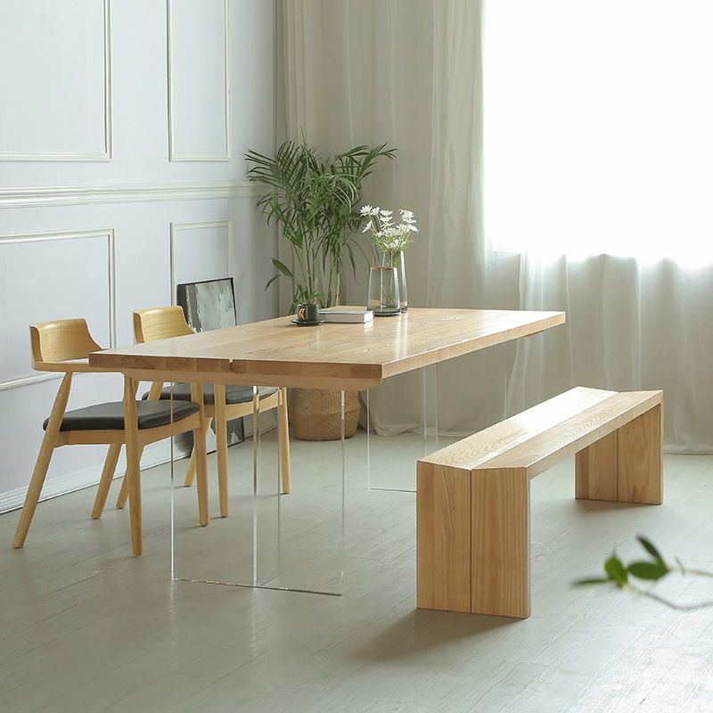 Modern 1/3/4/5 Pieces Dining Set Rectangle Pine Wood Dining Table for Kitchen