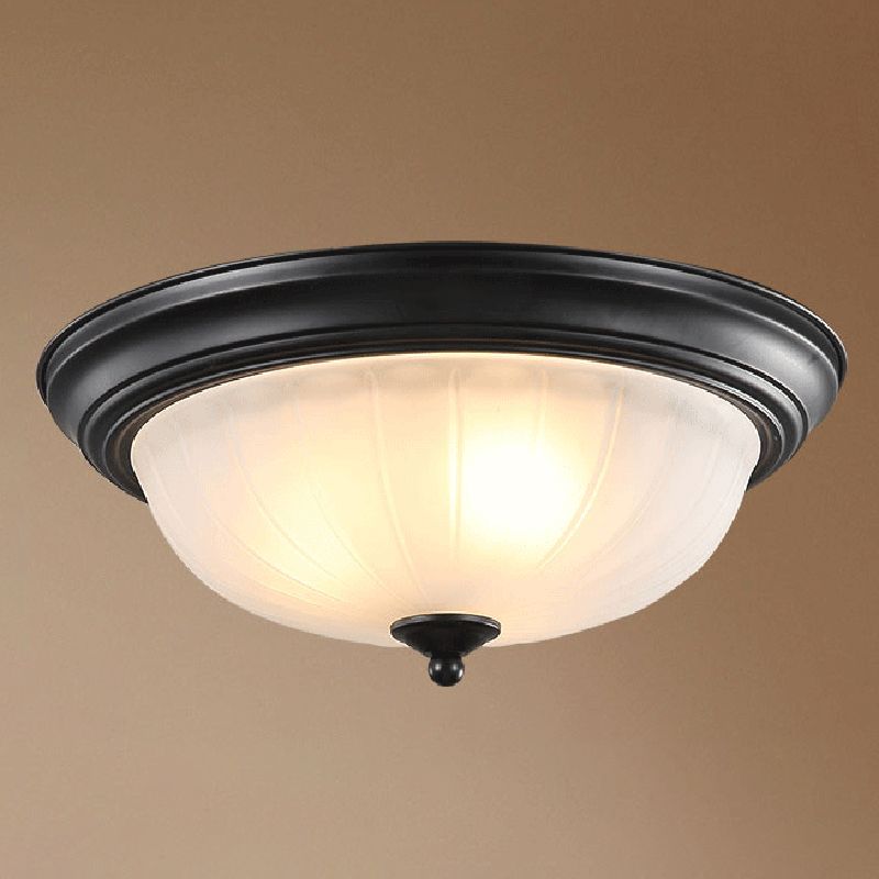 Bowl-Shaped Glass Flush Mount Ceiling Light Classic Bedroom Flush Mount Light Fixture