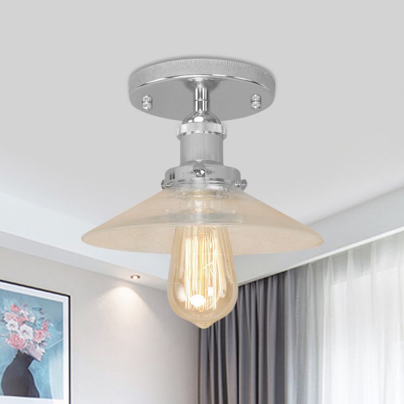 Soucoupe en verre givré, éclairage semi-affleurant, luminaire de cuisine vintage à 1 ampoule, noir/laiton/cuivre