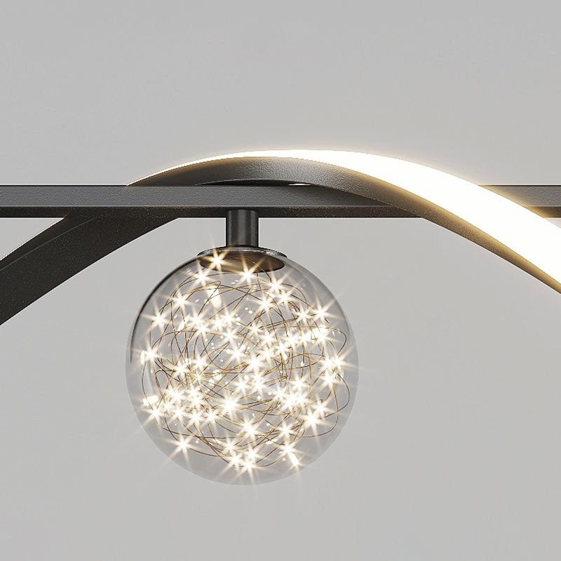 Nordic Light Luxury Simple Contemporary Style LED Hanging Island Pendant Light for Dining Room Bar