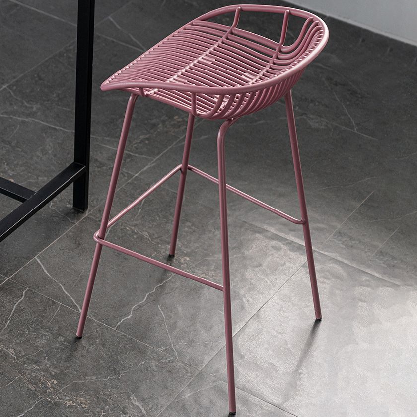 Contemporary Footrest Metal Barstool Matte Finish Restaurant Stool