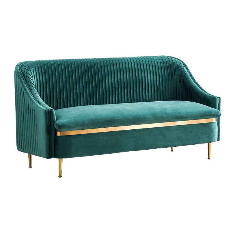 Contemporary Slopped Arm Sofa with Swen Pillow Back Velvet Sofa