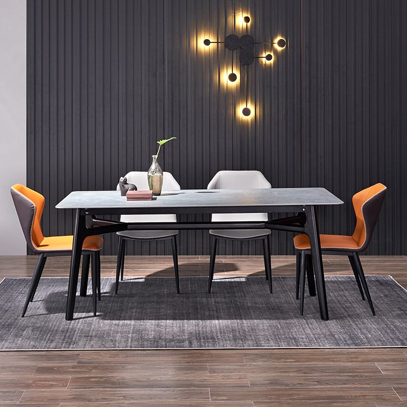 Modern Ash Wood Dinette Set 1/2/5/7 Pieces Rectangle Sintered Stone Top Dining Table Set