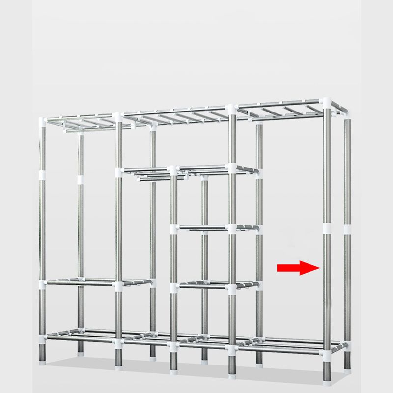 Matte Finish Wardrobe with Metal Legs Modern Bedroom Storage Cabinet