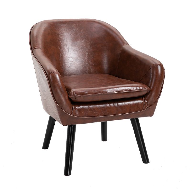 Contemporary Style Upholstered Arm Chair Solid Back Dining Side Chairs for Home Use