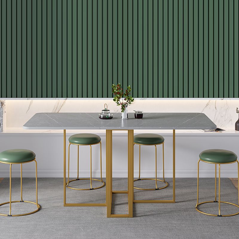 59"H Modern Sintered Stone Table Foldable Rectangle Table with Trestle Base