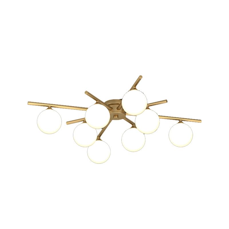 Lámpara empotrada Globe contemporánea, lámpara de techo empotrada de vidrio en oro