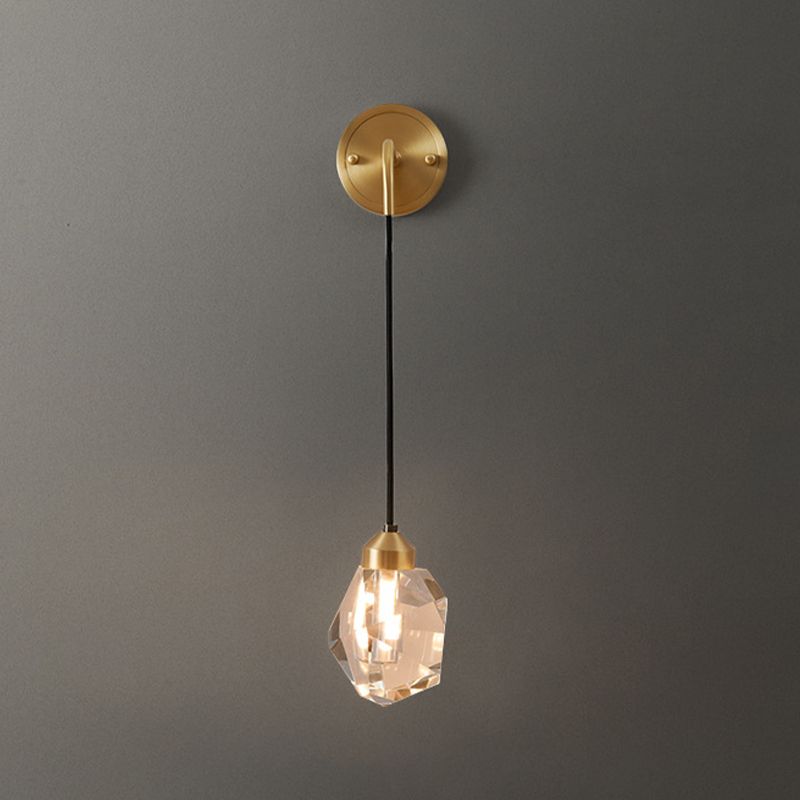 Contemporary Wall Sconce Crystal and Brass Sconce Lighting for Hallway