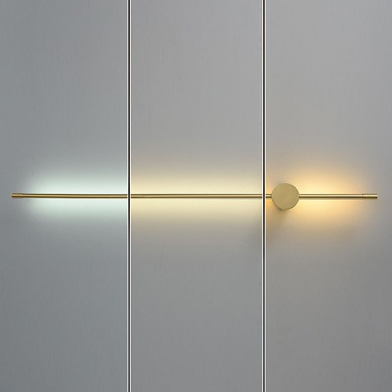 Modernist Style Thin-Line Wall Sconce Metal 1 Light Wall Lamp in Brass