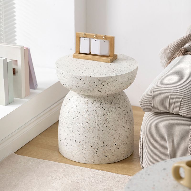 Contemporary Beige End Table 17.7" Tall Pedestal Nesting Side Tables