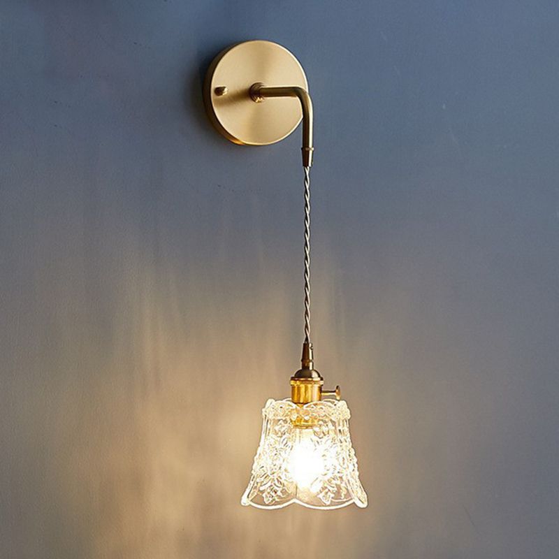 Glass Geometric Shape Wall Lighting Industrial Style 1 Light Wall Light Sconce in Gold