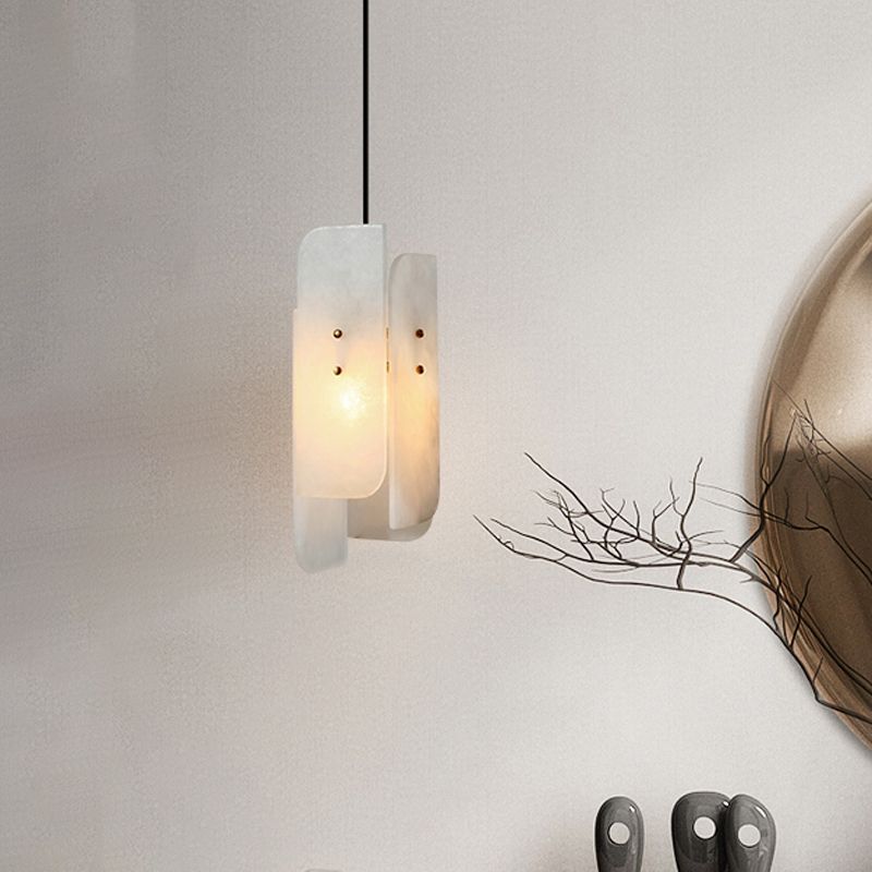 Panneau de rectangle blanc lampe de plafond minimaliste à 1 lumière en marbre de marbre léger pour restaurant