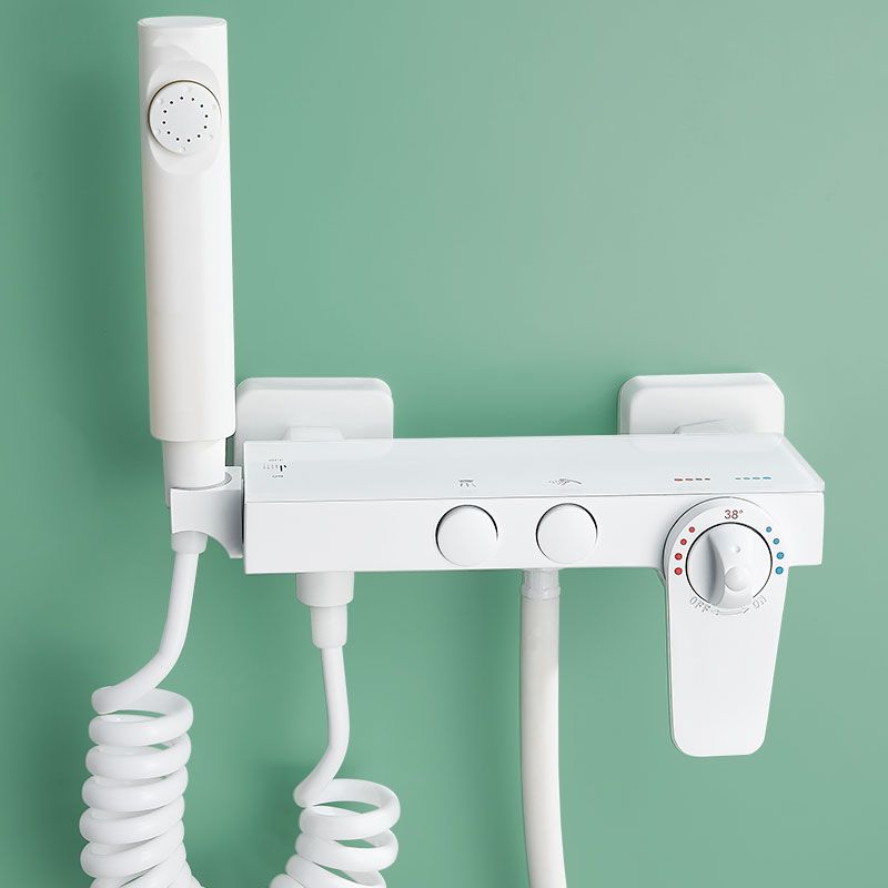 Adjustable Spray Pattern Shower System Wall Mounted White Lever Handle Shower System