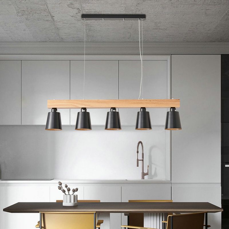 Apparecchi di illuminazione per isola moderna del soffitto lineare in legno per sala da pranzo