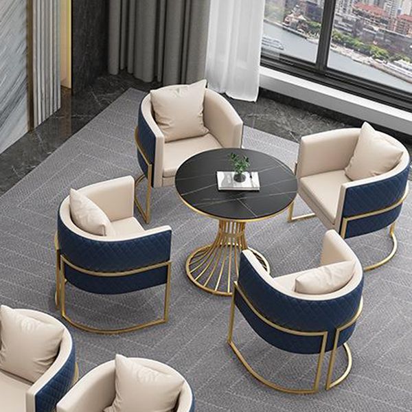 Matte Finish Stone Top Dinette Table for Home Traditional Luxury Round Dining Table