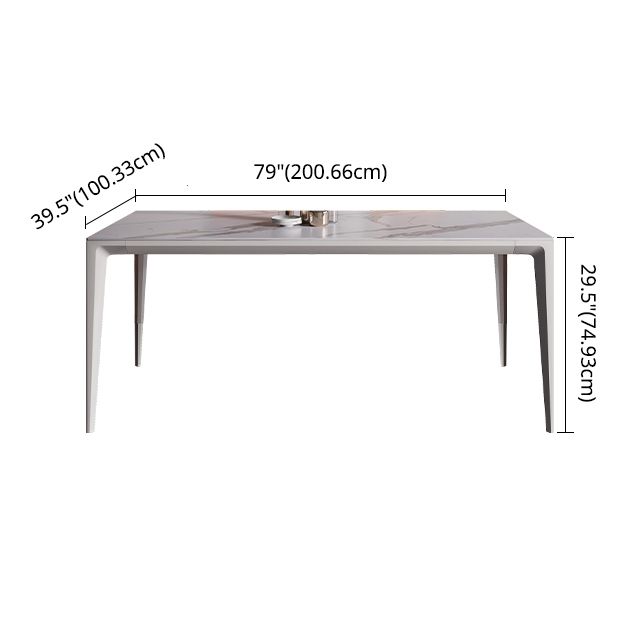 Minimalist Style Dining Room Set Sintered Stone Top Dinette Set with Metal 4 Legs Base