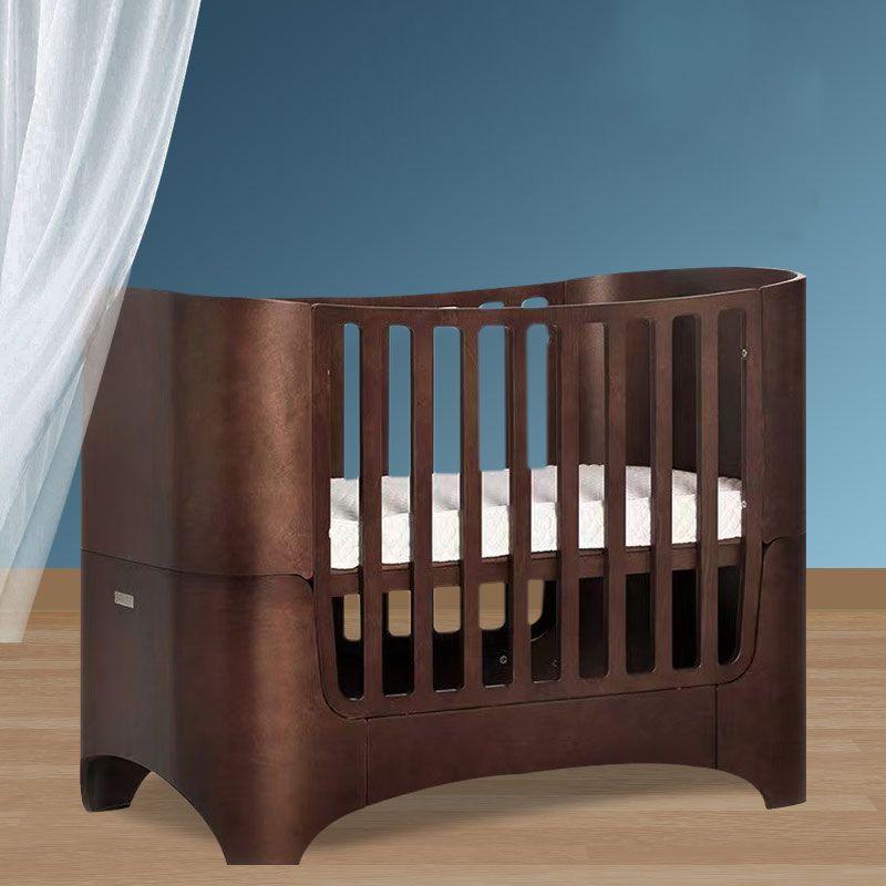 Solid Wood Adjustable Height Crib Home 5-In-1 Convertible Crib