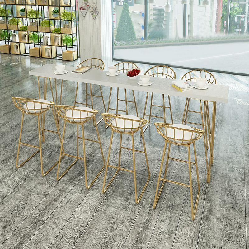 Rectangle Gold Legs Counter Set 1/2/5/9 Pieces Wood Glam Indoor Pub Table Set