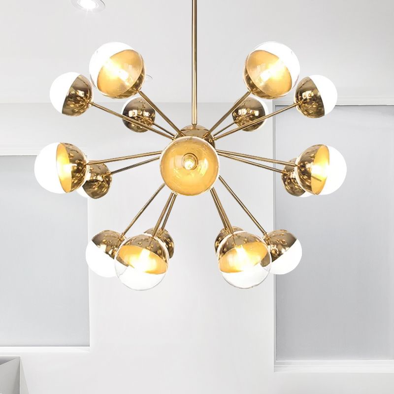 Semi-encastré Globe pour salle à manger, verre blanc/transparent/gris fumée, 9/12/15 lumières, luminaire semi-encastré contemporain en cuivre/chrome/or