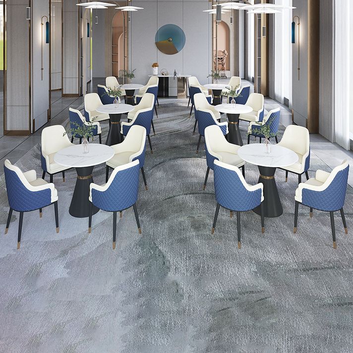 Contemporary Faux Marble Dining Table Set Round 1/2/3/4/5 Pieces Dining Set for Home Use