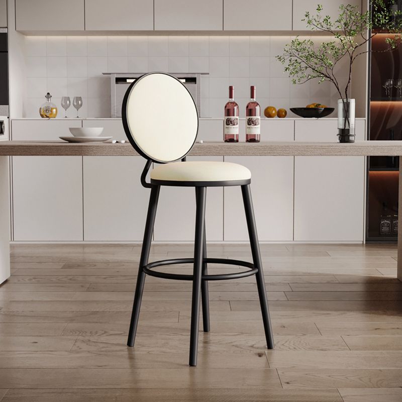 Modern Armless Backrest Counter Stool Iron Bar Stool with Pedal for Cafe