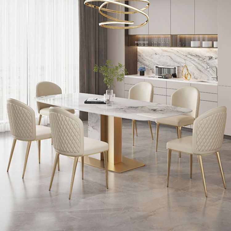 Luxurious Sintered Stone Top Dining Set Rectangle 1/4/5/6/7 Pieces Dining Room Table Set