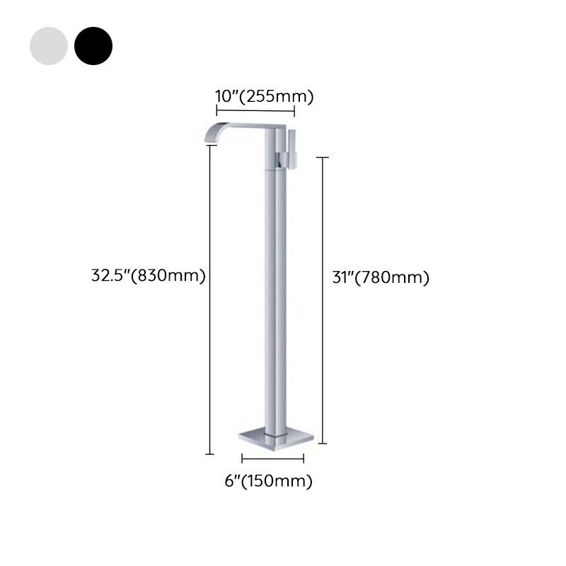 Modern Floor Mounted Metal Freestanding Tub Filler Single Handle Freestanding Faucet
