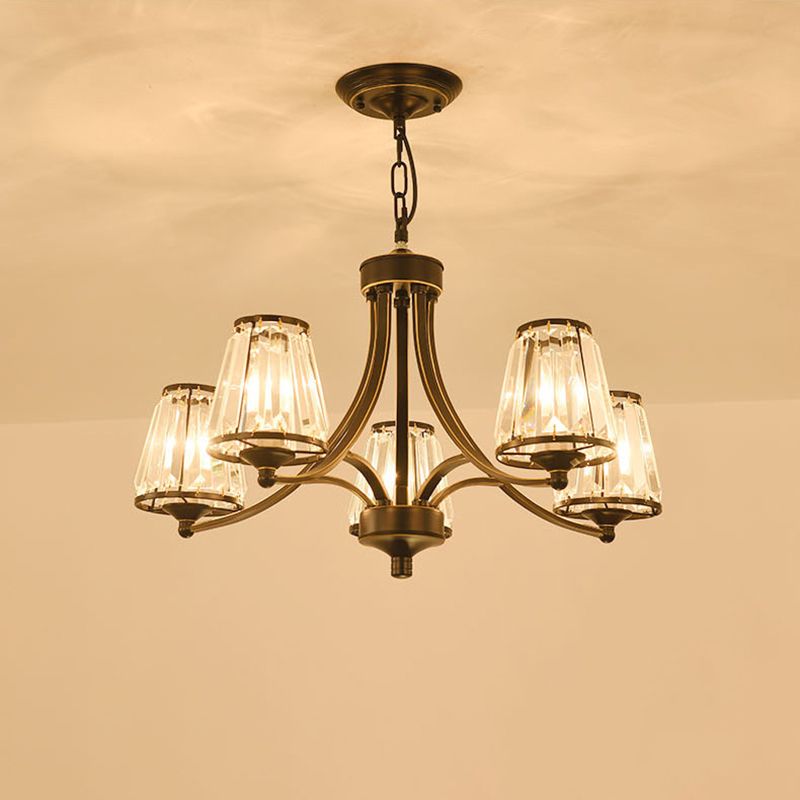 Crystal Prism Hanging Chandelier Conical Traditional Style Pendant Lighting Fixture