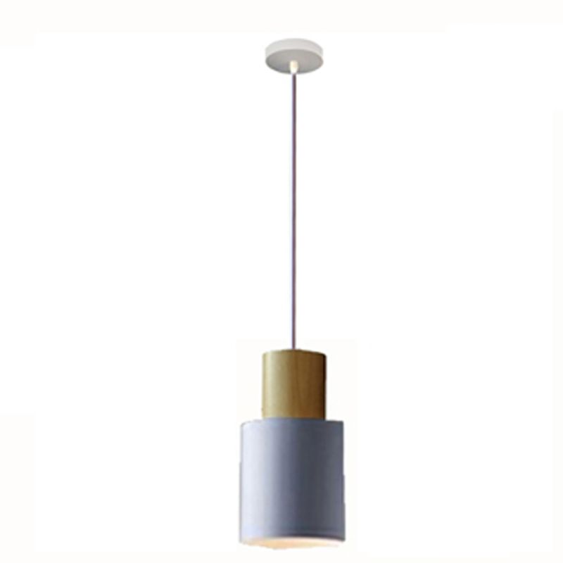 Lámpara colgante de 1 luz de estilo colgante de estilo macarrón con madera para dormitorio