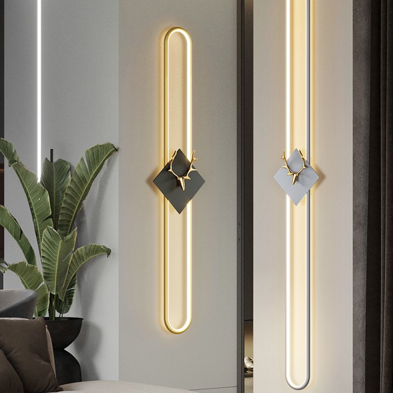 Oval Shape Metal Wall Light Modern Style 1 Light Wall Mounted Light Fixture