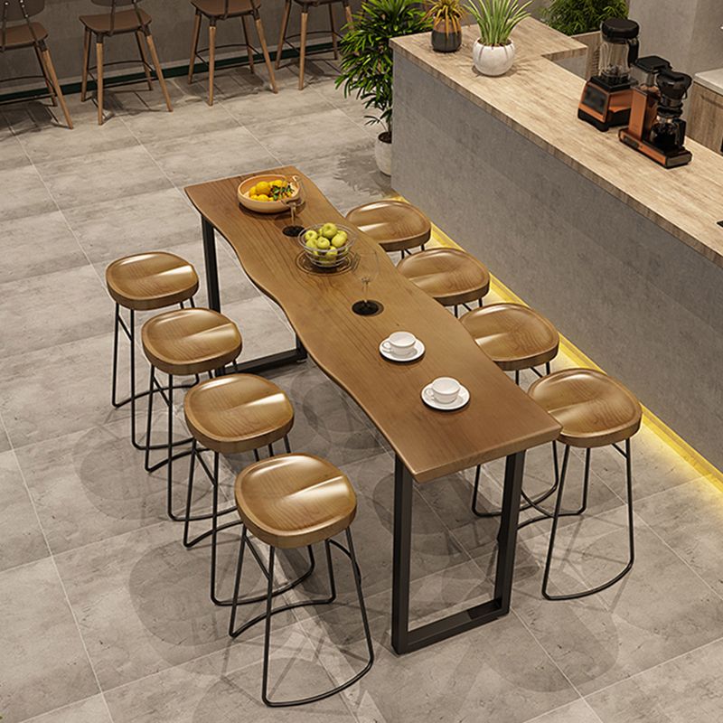 Luxury Rectangle Solid Wood Bar Table Set 1/9 Pieces Counter Table with Backless Stools