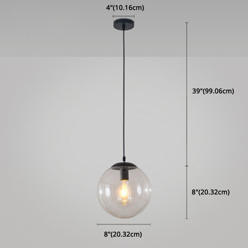 Restaurant Pendant Lighting Fixture Minimalist Style Pendant Ceiling Light with Orb Glass Shade