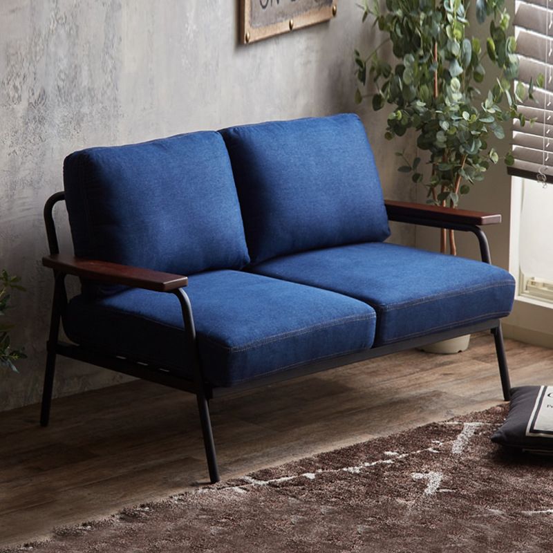 Contemporary Square Arm Sofa Cushions Standard Settee for Apartment