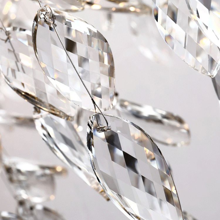 Gold Branches Suspended Lighting Fixture Rustic Crystal Living Room Chandelier Pendant Light