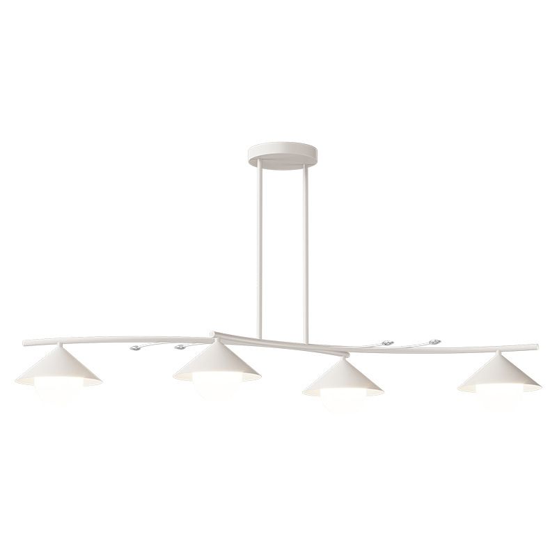 Modernism White 4-Light Kitchen Island Lighting Shaded Island Pendant Lighting