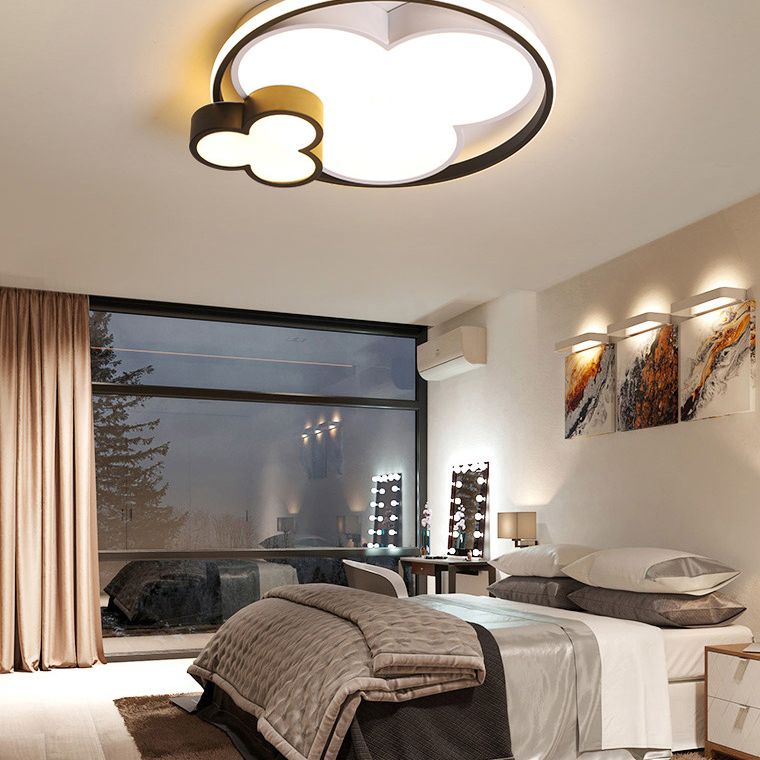 Modern Plum Shaped Flush Light Acrylic Bedroom LED Ceiling Mount Light in Black-White