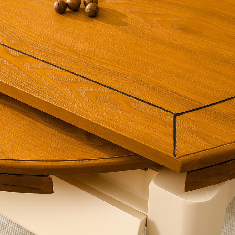 Traditional Solid Wood Dining Room Set with Rectangle Top and White Base Dining Furniture