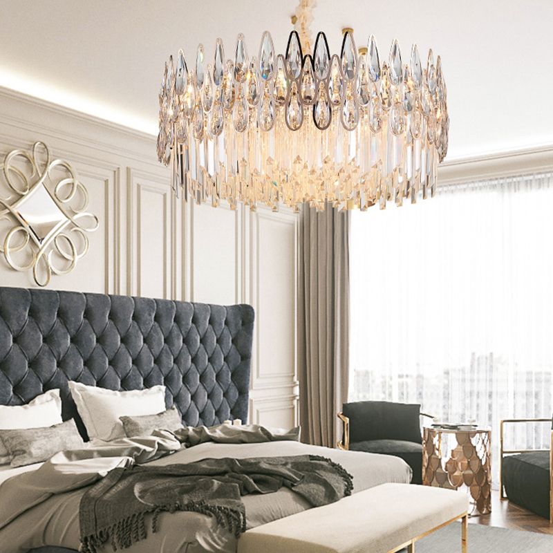 Iluminación de lámpara de lámpara moderna luz de cristal transparente para sala de estar