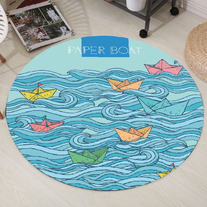 Modern Cartoon Print Rug Multi-Color Polyster Area Rug Anti-Slip Backing Machine Washable Carpet for Kids Room