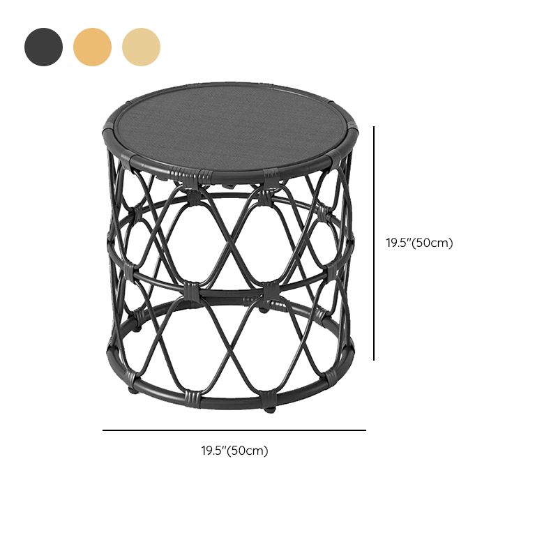 Scandinavian Round Top Coffee Table Rattan Drum Cocktail Table