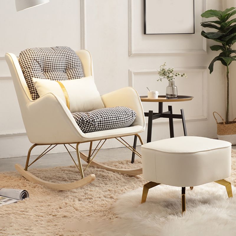 Modern Style Rocking Chair Metal Frame Doll Cotton Filling Cushion Wingback Rocker Chair