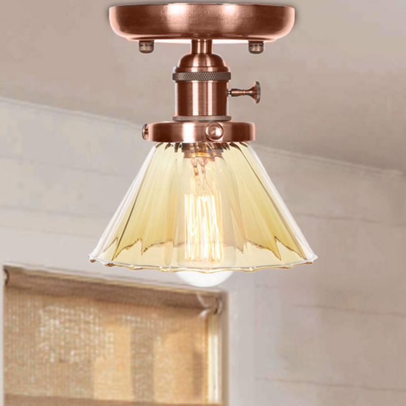 1 Apparecchio di illuminazione in vetro in vetro industriale a cono leggero/campana semifulpa