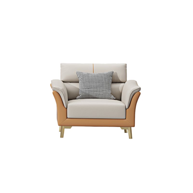 Faux Leather Stain Resistant Watertight Flared Arm Modern Sofa Couch