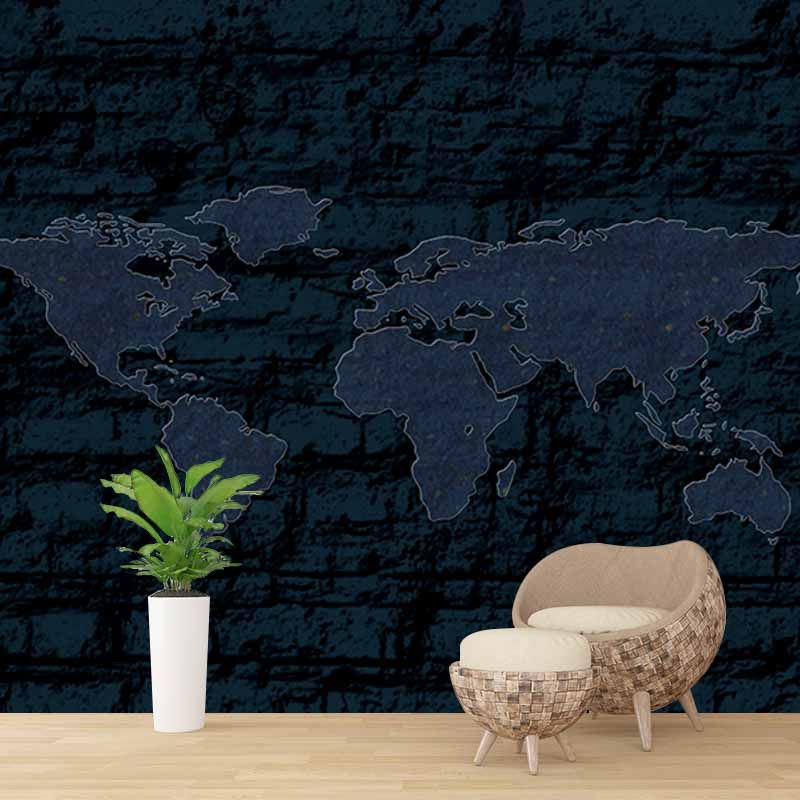 Environment Friendly Resistant Mural Wallpaper Map Illustration Sleeping Room Wall Mural
