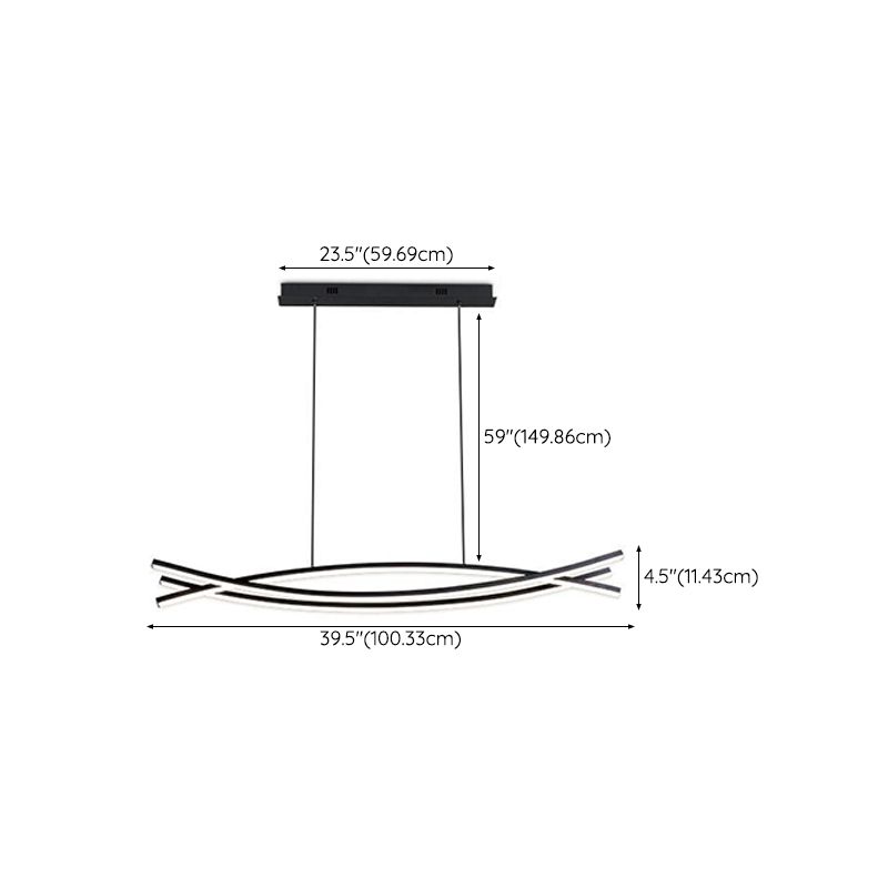 3 Lights Metal Geometric Island Lighting Kit Simplicity in Black