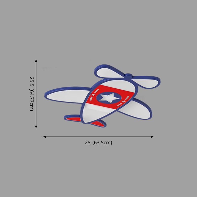 Airplane Metal Cartoon Flush Mount LED 1-Light Flush Light Fixture for Children Bedroom