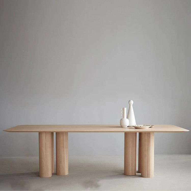 Rectangle Shape Casual Dining Table Solid Wood Fixed Table for Kitchen