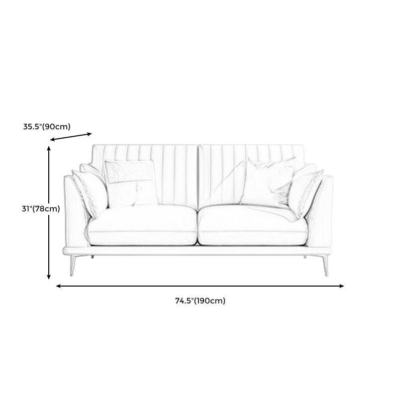 Stationary White Stain Resistant Living Room Pillow Top Arm Standard Settee