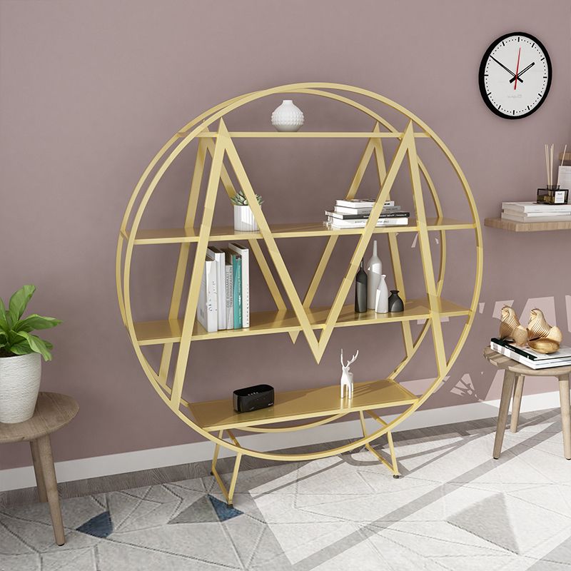 Glam 4 Shelves Bookcase Etagere Metal Open Back Bookshelf with Shelves