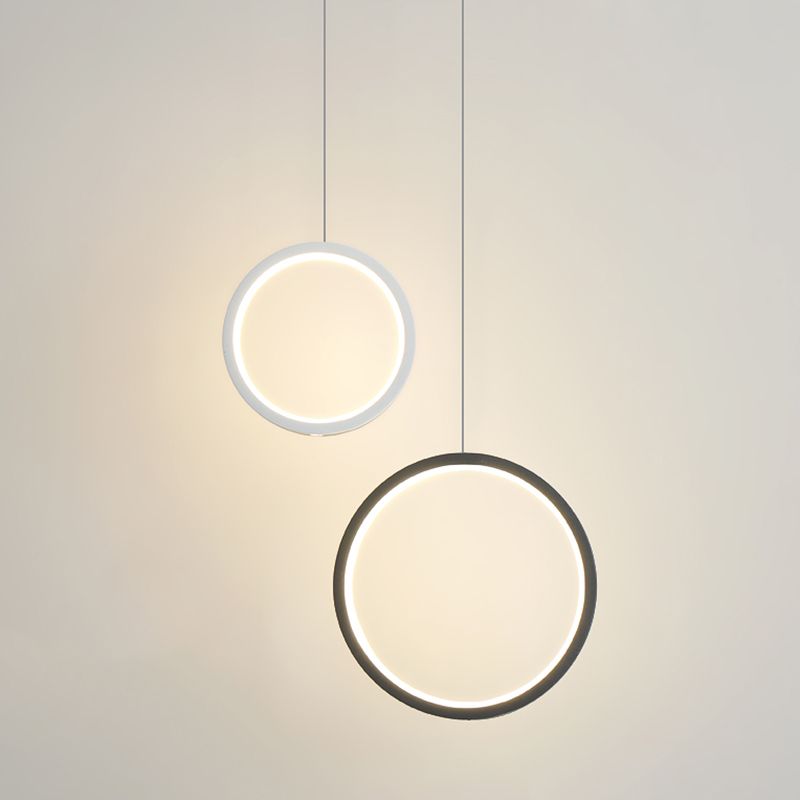 LED Slaapkamer Down Lighting Pendant Noordse stijl hanglampje plafondlicht met ringen metalen schaduw